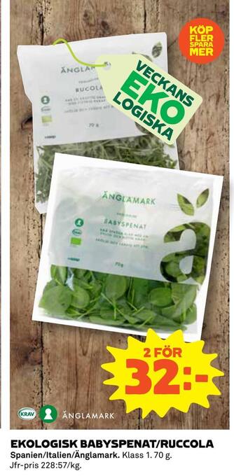 Coop Daglivs Ekologisk babyspenat/ruccola erbjuda
