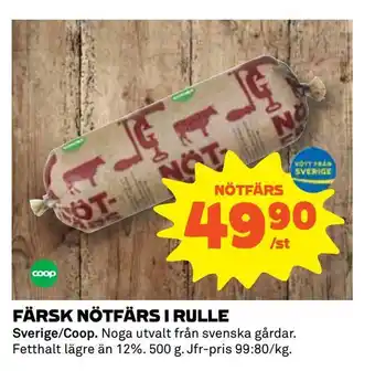 Coop Daglivs Färsk nötfärs i rulle erbjuda