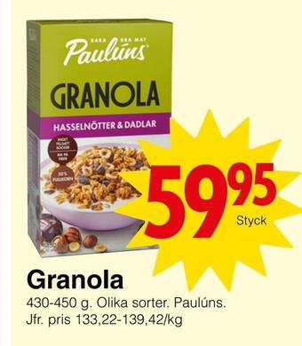Matöppet Granola erbjuda