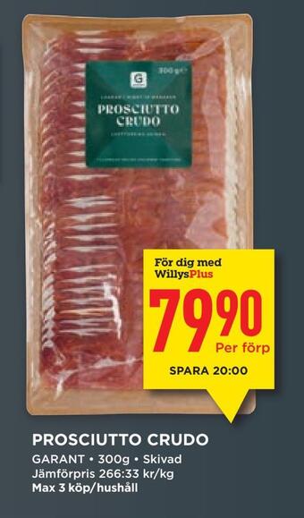 Willys Prosciutto crudo erbjuda