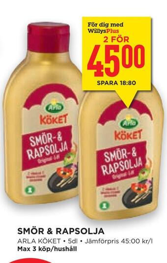 Willys Hemma Smör & rapsolja erbjuda