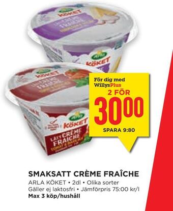 Willys Hemma Smaksatt crème fraîche erbjuda