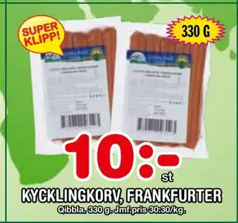 Nya Pulsen Kycklingkorv, frankfurter erbjuda