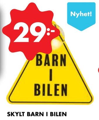 ÖoB Skylt barn i bilen erbjuda
