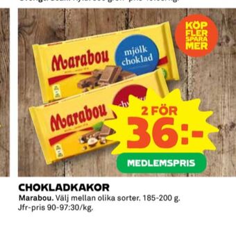 Coop Marabou chokladkaka mjölkchoklad erbjuda
