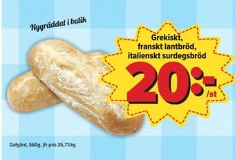 Östenssons Dafgårds butiksbakat matbröd erbjuda