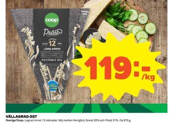 Coop Extra Vällagrad ost erbjuda