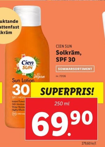 Lidl CIEN SUN Solkräm, SPF 30 erbjuda