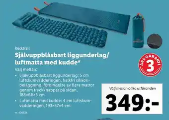 Lidl Rocktrail Självuppblåsbart liggunderlag/ luftmatta med kudde erbjuda