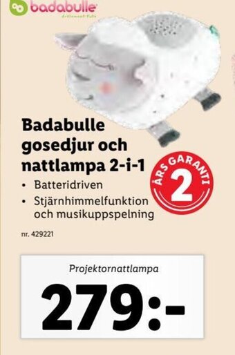 Lidl Badabulle gosedjur och nattlampa 2-i-1 erbjuda
