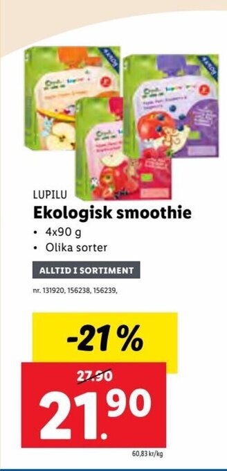 Lidl LUPILU Ekologisk smoothie erbjuda