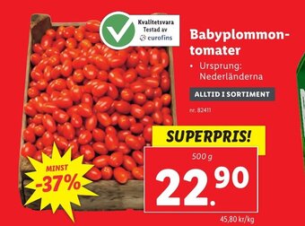 Lidl Babyplommon- tomater erbjuda