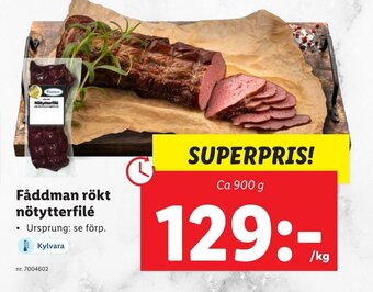 Lidl Fåddman rökt nötytterfilé erbjuda