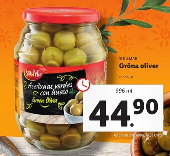 Lidl SOL&MAR Gröna oliver erbjuda