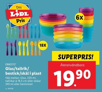 Glas/tallrik/ bestick/skål i plast