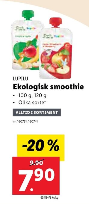 Lidl Ekologisk smoothie erbjuda