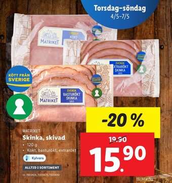 Lidl Skinka, skivad erbjuda