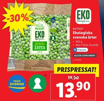 Lidl Ekologiska svenska ärter erbjuda