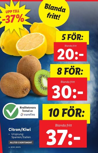 Lidl Citron/Kiwi erbjuda