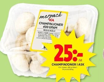 ICA Kvantum CHAMPINJONER I ASK erbjuda