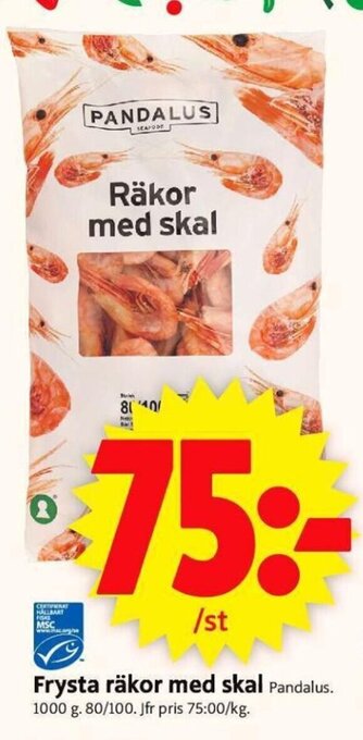 ICA Supermarket Frysta räkor med skal erbjuda