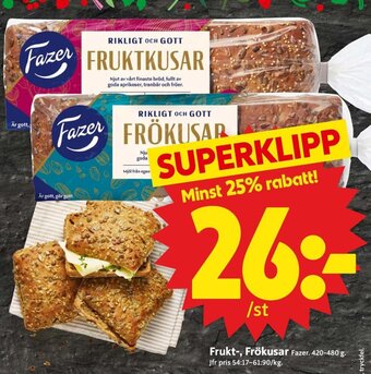 ICA Supermarket Frukt-, Frökusar Fazer. 420-480 g. erbjuda