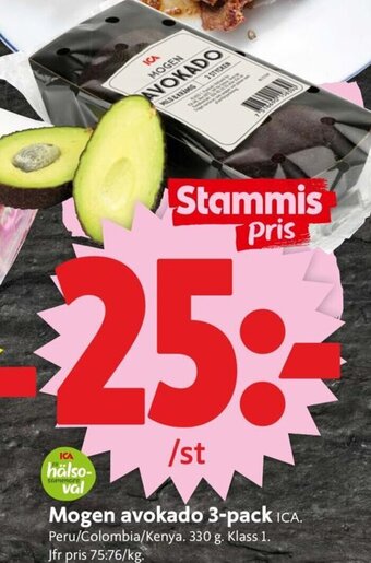 ICA Supermarket Mogen avokado 3-pack erbjuda