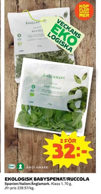 Coop Ekologisk babyspenat/ruccola erbjuda