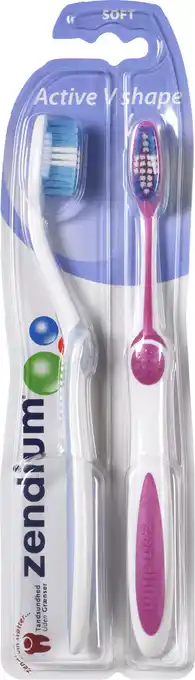 Apotek Hjärtat Zendium v-shape soft tandborste 2 st erbjuda