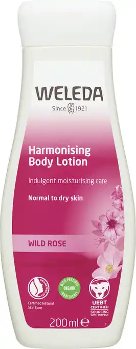 Apotek Hjärtat Weleda wild rose harmonising body lotion 200 ml erbjuda