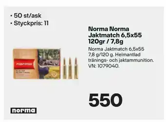 XXL Norma Norma Jaktmatch 6,5x55 120gr / 7,8g erbjuda