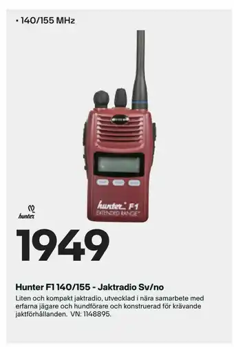 Hunter F1 140/155 - Jaktradio Sv/no
