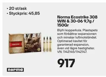 XXL Norma Ecostrike 308 WIN & 30-06 9,7g / 150Gr erbjuda