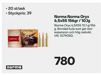 XXL Norma Norma Oryx 6,5x55 156gr / 10,1g erbjuda