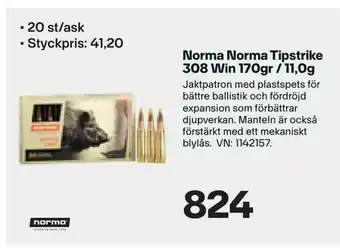 XXL Norma Norma Tipstrike 308 Win 170gr / 11,0g erbjuda