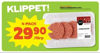 Stora Coop Färska hamburgare 4-pack erbjuda