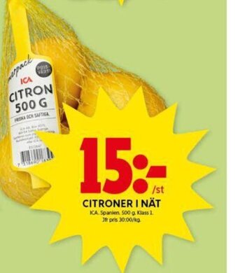 ICA Kvantum CITRONER I NÄT erbjuda