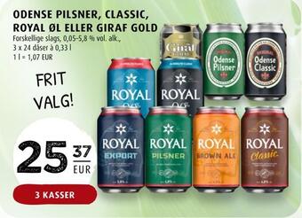 Scandinavian Park Odense pilsner, classic, royal øl eller giraf gold erbjuda