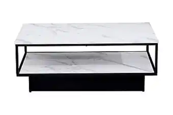 Furniturebox Vamana soffbord 120cm förvaring hylla marmormönster grå/vit/ erbjuda