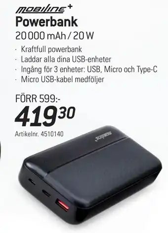 thansen Powerbank 20 000 mah / 20 w erbjuda