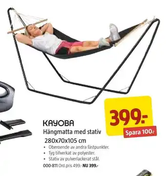 Jula Hängmatta med stativ 280x70x105 cm erbjuda