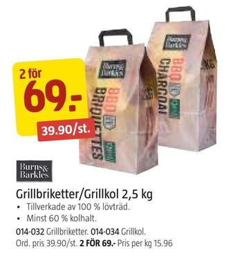 Grillbriketter/grillkol 2,5 kg