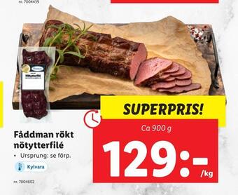 Lidl Fåddman rökt nötytterfilé erbjuda