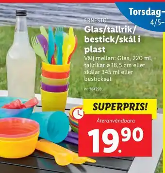 Glas/tallrik/ bestick/skål i plast