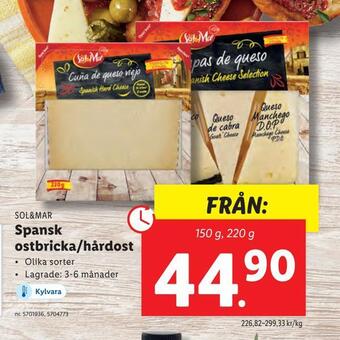 Lidl Spansk ostbricka/hårdost erbjuda