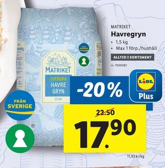 Lidl Havregryn erbjuda