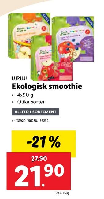 Lidl Ekologisk smoothie erbjuda