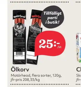 Hemköp Motörhead ölkorv erbjuda