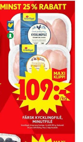 ICA Maxi Kronfågel kycklingfilé erbjuda