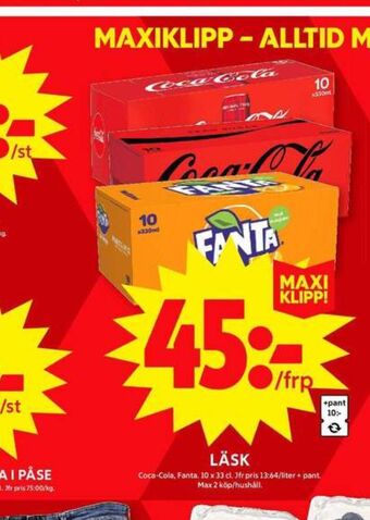 ICA Maxi Coca cola läskedryck erbjuda